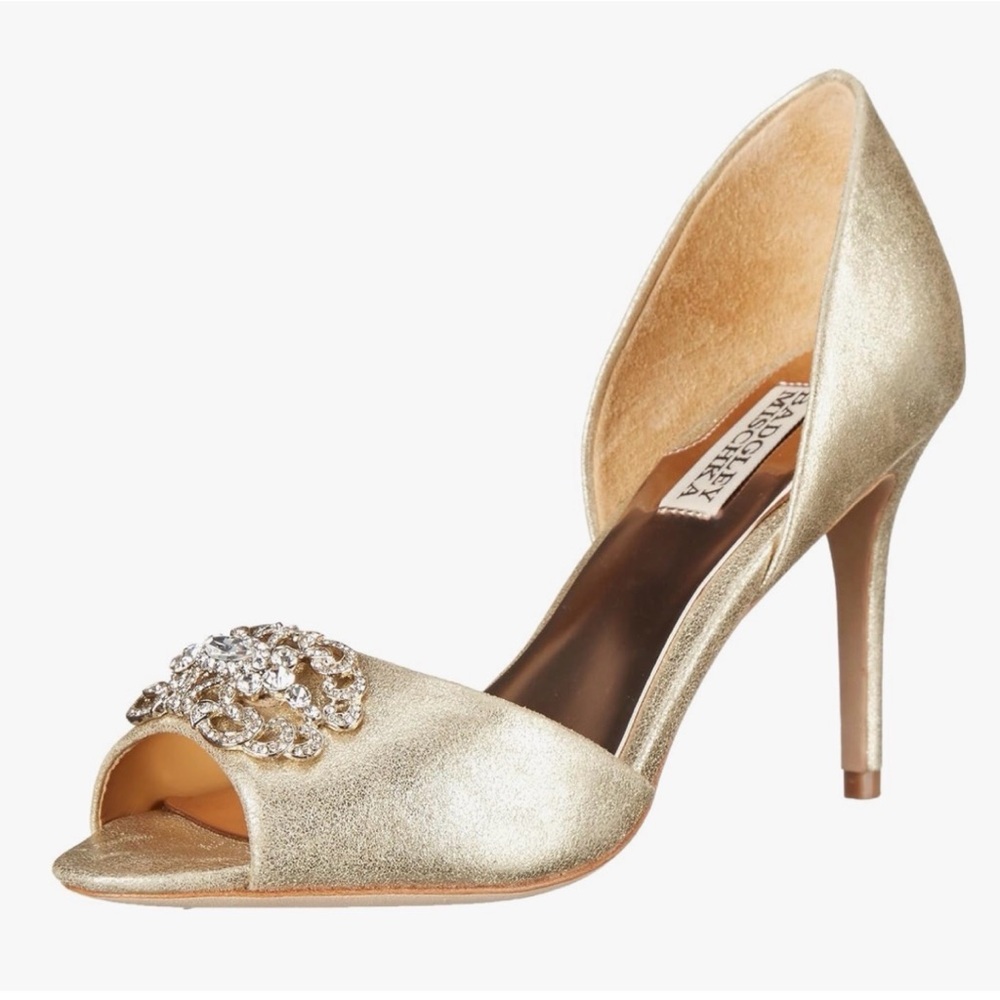 Badgley Mischka Women's Seneca II D'Orsay Pump, Platino, 10 M US Preloved